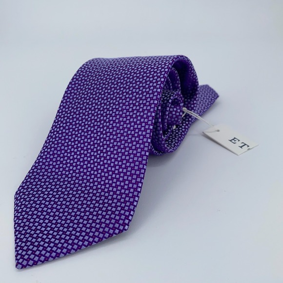 Eton‎ Tie Mens One Size Purple Patterned Silk Classic Necktie England Made